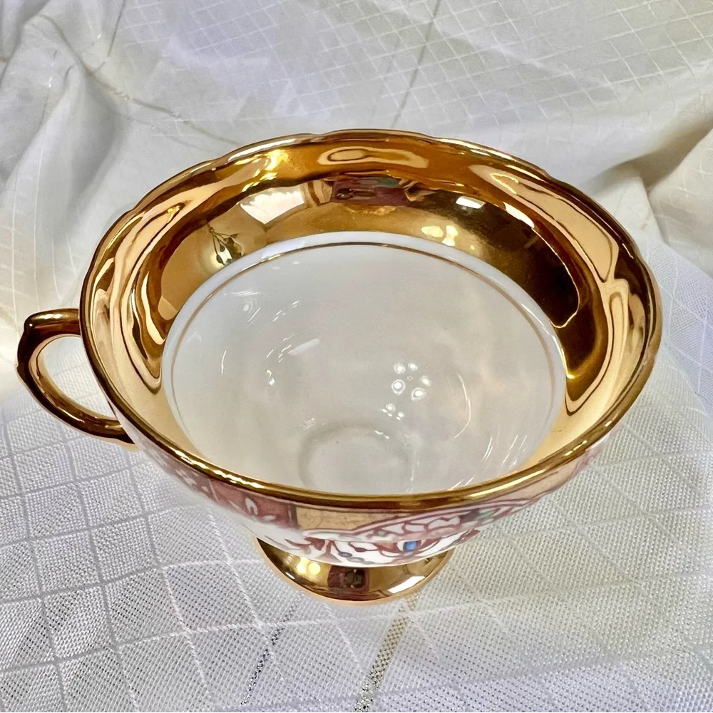 Vintage ROSINA Bone China Teacup Made in England Fleur De Lis Pattern with Gold